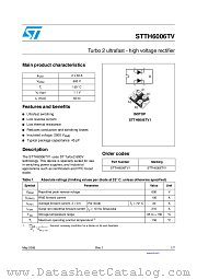 STTH6006TV1 datasheet pdf ST Microelectronics