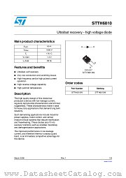STTH6010 datasheet pdf ST Microelectronics