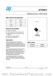 STTH6012 datasheet pdf ST Microelectronics