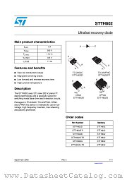 STTH802G-TR datasheet pdf ST Microelectronics