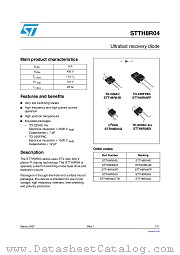 STTH8R04 datasheet pdf ST Microelectronics