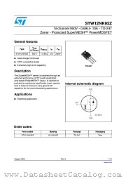 STW12NK95Z datasheet pdf ST Microelectronics