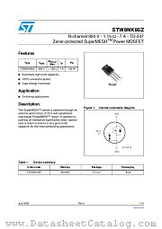 STW9NK95Z datasheet pdf ST Microelectronics