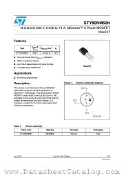 STY80NM60N datasheet pdf ST Microelectronics