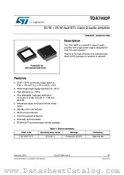 TDA7492P datasheet pdf ST Microelectronics
