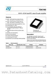 TDA7492 datasheet pdf ST Microelectronics