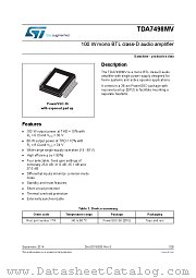 TDA7498MV datasheet pdf ST Microelectronics