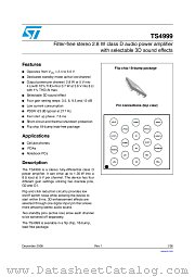 TS4999 datasheet pdf ST Microelectronics