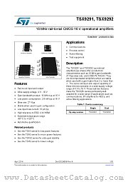 TSX9291 datasheet pdf ST Microelectronics