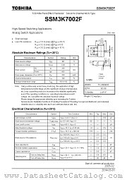 SSM3K7002F datasheet pdf TOSHIBA