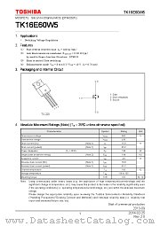 TK16E60W5 datasheet pdf TOSHIBA