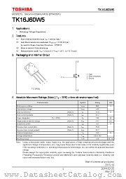 TK16J60W5 datasheet pdf TOSHIBA
