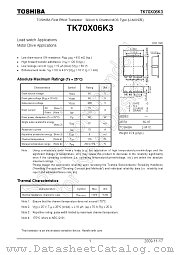 TK70X06K3 datasheet pdf TOSHIBA