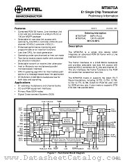 MT9075 datasheet pdf Mitel Semiconductor