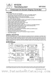 MTV016 datasheet pdf MYSON TECHNOLOGY