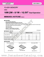 MBM29DL161BE70PBT datasheet pdf Fujitsu Microelectronics