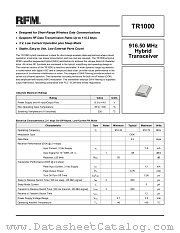TR1000 datasheet pdf RF Monolithics Inc