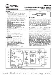 MT88E45AS datasheet pdf Mitel Semiconductor