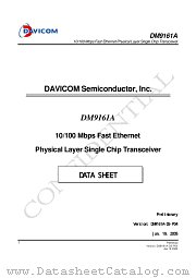 DM9161A datasheet pdf Davicom Semiconductor