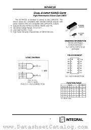 IN74HC20N datasheet pdf INTEGRAL Semiconductor Devices