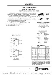 IN74HCT109 datasheet pdf INTEGRAL Semiconductor Devices
