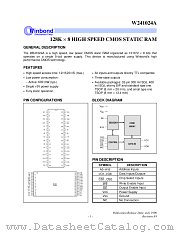 W241024AQ-20 datasheet pdf Winbond Electronics
