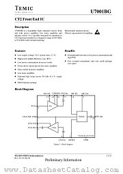 U7001BG datasheet pdf TEMIC