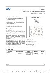 TS4985EIKJT datasheet pdf ST Microelectronics