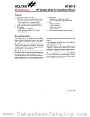 HT9015 datasheet pdf Holtek Semiconductor