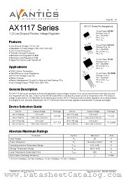 AX1117 datasheet pdf AVANTICS Microelectronics