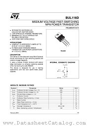 BUL116 datasheet pdf ST Microelectronics