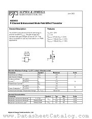 AO3413 datasheet pdf Alpha & Omega Semiconductor