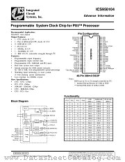 ICS950104YFT datasheet pdf Integrated Circuit Systems