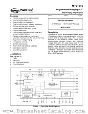 MT91610AQ datasheet pdf Zarlink Semiconductor