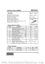 IRFS510 datasheet pdf Fairchild Semiconductor