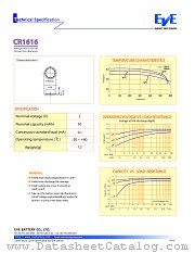 CR1616 datasheet pdf EVE BATTERY