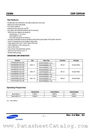 K4H560838D-GLB3 datasheet pdf Samsung Electronic