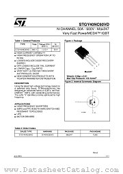 STGY40NC60V datasheet pdf ST Microelectronics