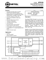 MT9126AE datasheet pdf Mitel Semiconductor