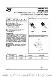 STF9NK80Z datasheet pdf ST Microelectronics