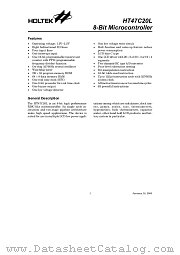 HT47C20L datasheet pdf Holtek Semiconductor