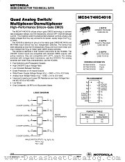 MC54-74HC4016 datasheet pdf ON Semiconductor