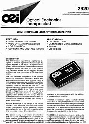 OEI2920 datasheet pdf Optical Electronics Incorporated
