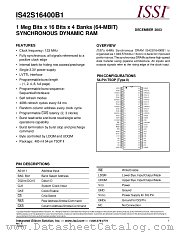 IS42S16400B1-7T datasheet pdf Integrated Silicon Solution Inc