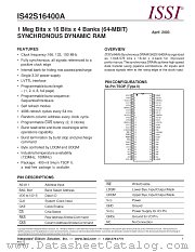 IS42S16400A datasheet pdf Integrated Silicon Solution Inc