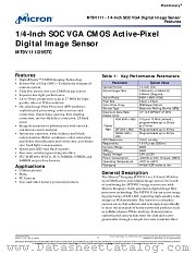 MT9V111I29STC datasheet pdf Micron Technology