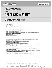 MBM29F040A-12-X datasheet pdf Fujitsu Microelectronics