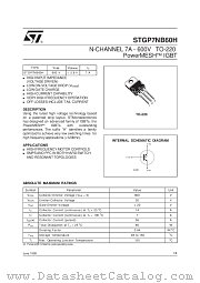 STGP7NB60 datasheet pdf ST Microelectronics