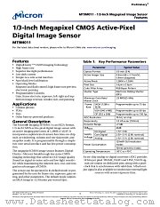 MT9M011 datasheet pdf Micron Technology
