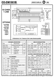 OD-DM1601B datasheet pdf Orient Display